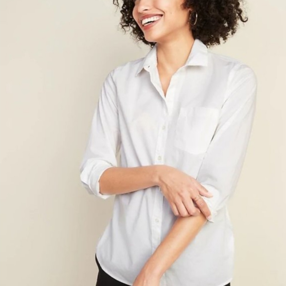NWT white collared shirt, size M